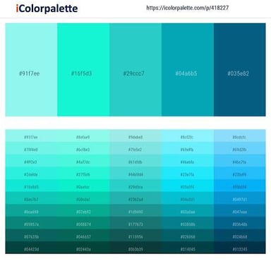 A teal color swatch shows a blue-green shade similar to aqua.