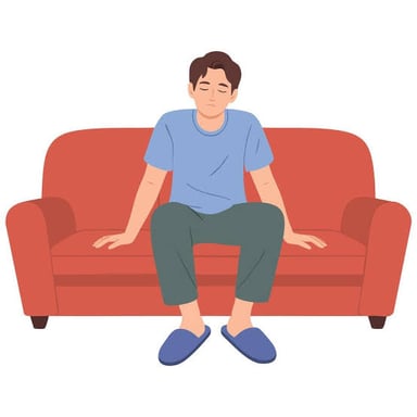A tired person resting with their head in their hands.
