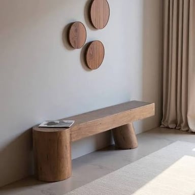 A bench with its supporting legs clearly visible.
