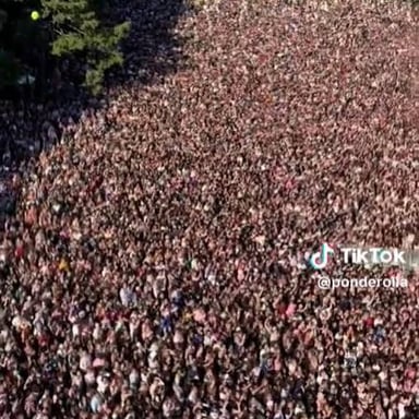 A crowd enthusiastically taking part in a popular trend.