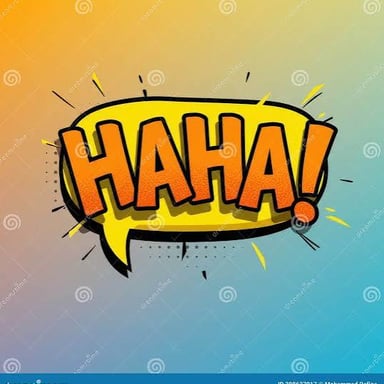 A speech bubble containing the exclamation “Hah!”