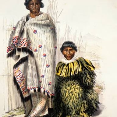 Māori people in traditional clothing in New Zealand.