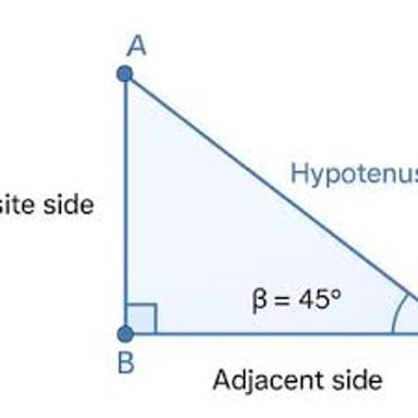 A labeled right triangle illustrating sine as opposite side divided by hypotenuse.