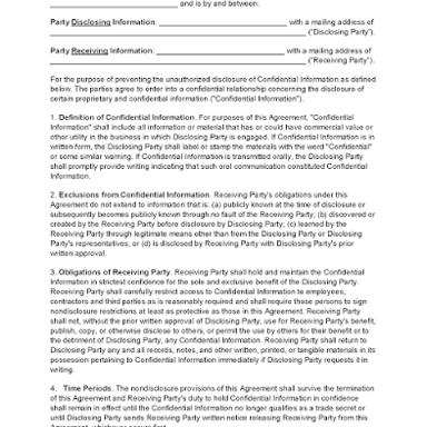 A confidential document representing a nondisclosure agreement.