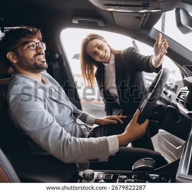 A driver testing a car on the road