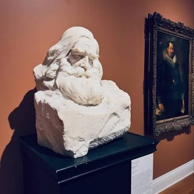 Marble bust displayed in a museum