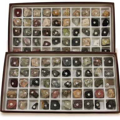 A collection of rocks and mineral specimens