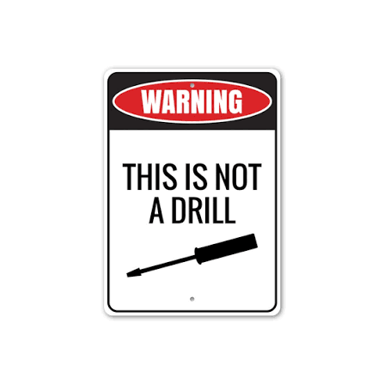 An emergency announcement indicating that the situation is not a drill.