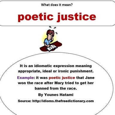 An illustration suggesting an ironic consequence that fits someone's actions.