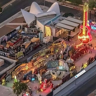 Historic Las Vegas signs displayed outdoors at the Neon Museum.