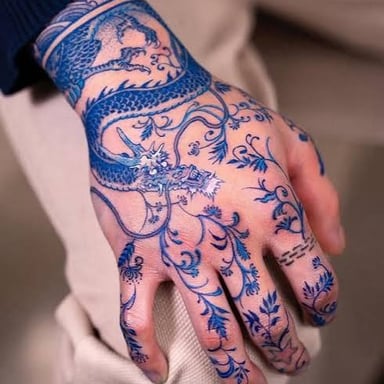 A tattoo ink design visible on a person’s skin.