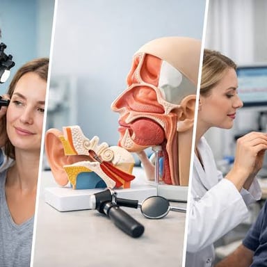 A medical specialist examining a patient’s ear, nose, or throat.