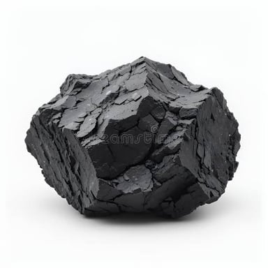 A solid lump of black coal.