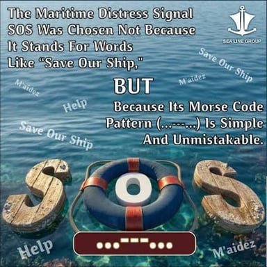 A maritime rescue scene representing an SOS distress signal.