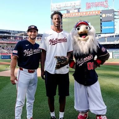 Washington Nationals players on a baseball field