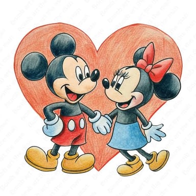 Mickey Mouse and Minnie Mouse shown as animated cartoon characters.