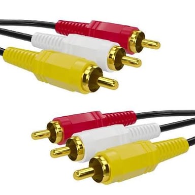 RCA plugs and jacks in red, white, and yellow