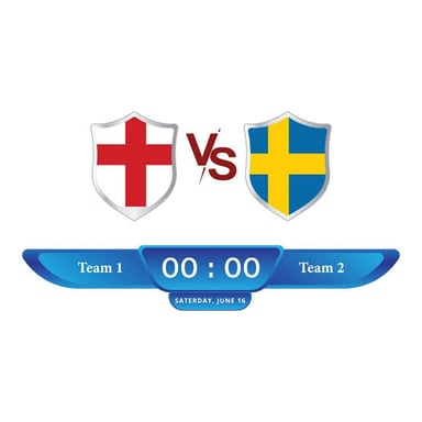 A soccer score display using national flags to identify the teams.