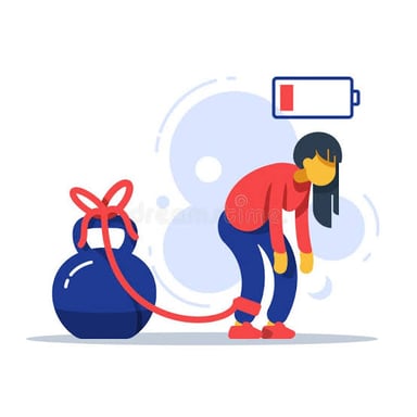 A tired person resting, suggesting that something has sapped their energy.