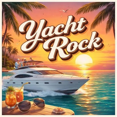 A sailboat at sunset evokes the relaxed image associated with yacht rock.