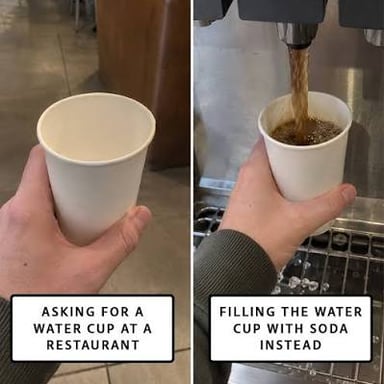 A restaurant server checking whether a customer would accept Pepsi instead of their requested drink.