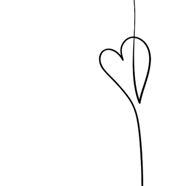 A symmetrical heart divided into matching halves by a vertical axis.