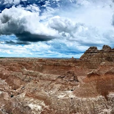 Landscape on the Pine Ridge Reservation in South Dakota, associated with the Oglala Lakota.