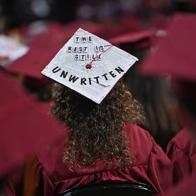 College seniors wearing graduation caps.
