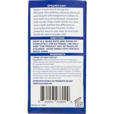 Epsom salt shown alongside bath bomb ingredients.