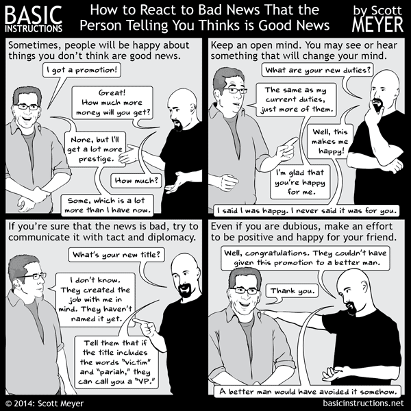 A person giving a sarcastic reaction to unsurprising news
